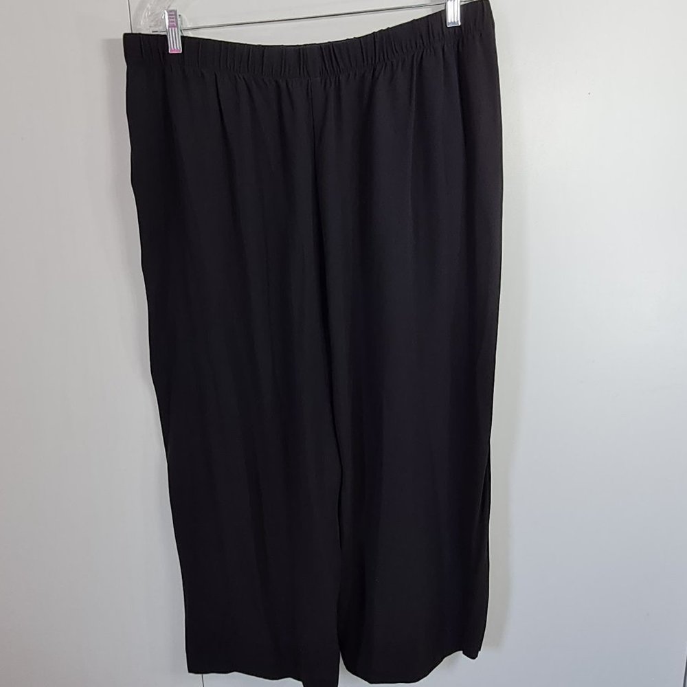 Eileen Fisher Silk Cropped Wide Leg Pants XL